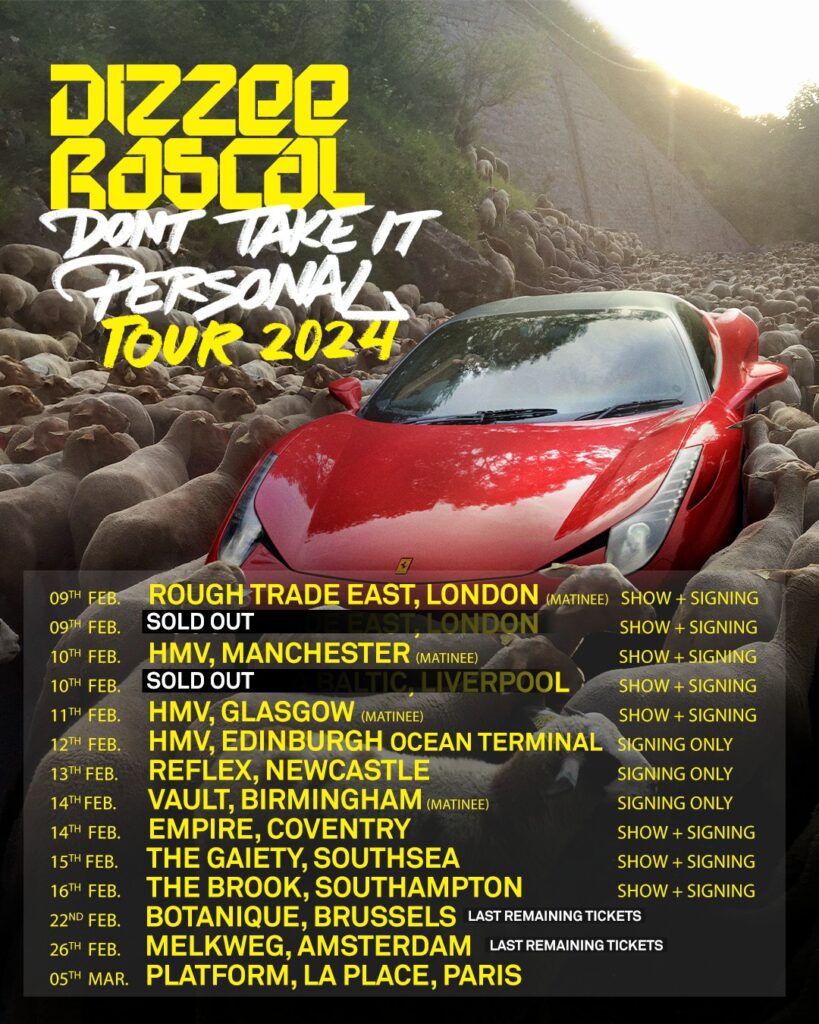 Tour poster Dizzee Rascal Don't Take It Personal Tour 2024