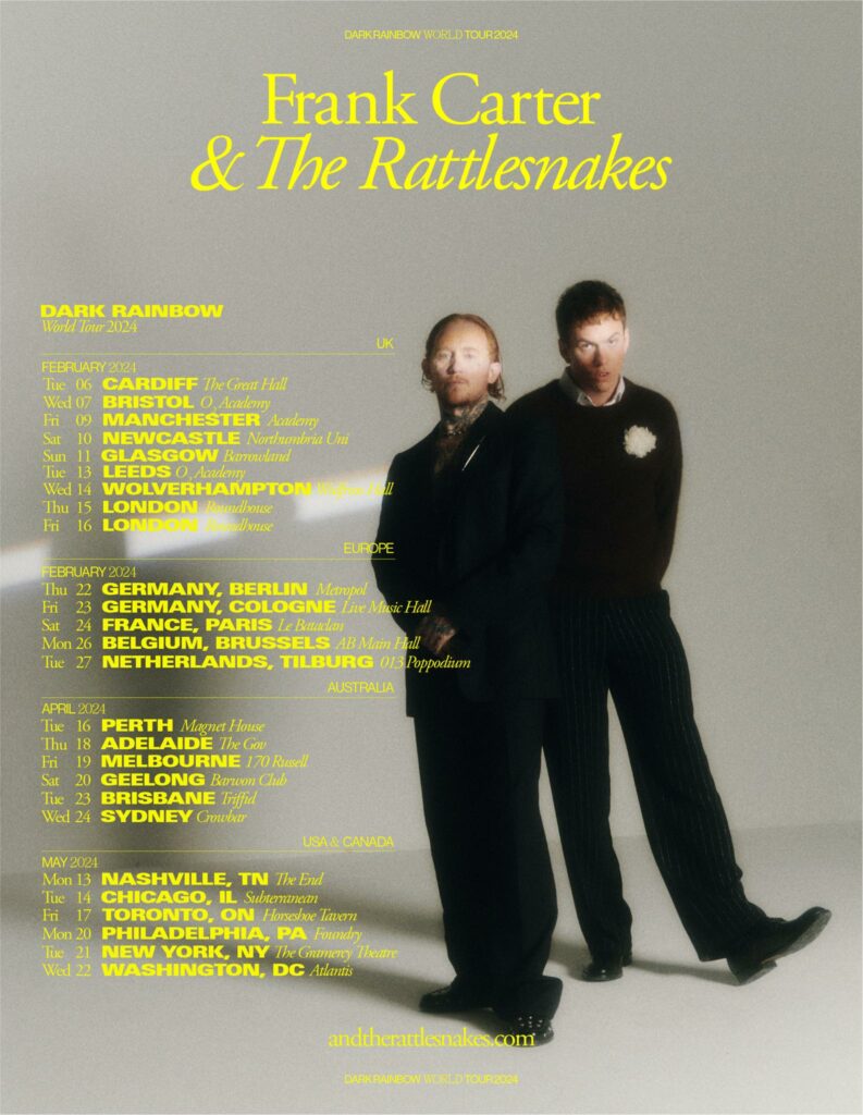 Frank Carter & The Rattle Snakes tour poster