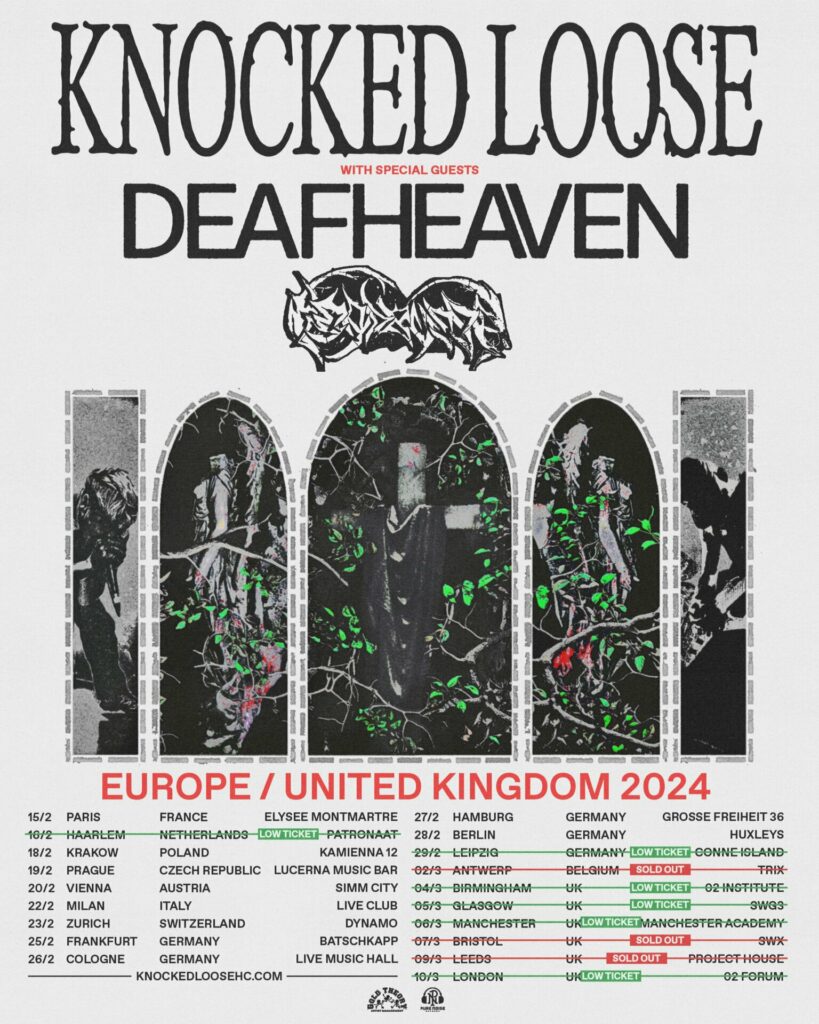 Tour poster for Knocked Loose, Deafheaven and Headbussa